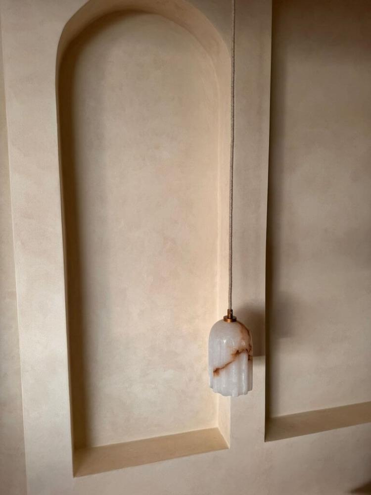 Japandi Style Bathroom with Cool Tones and Matte LIMEWASH Wall Finish