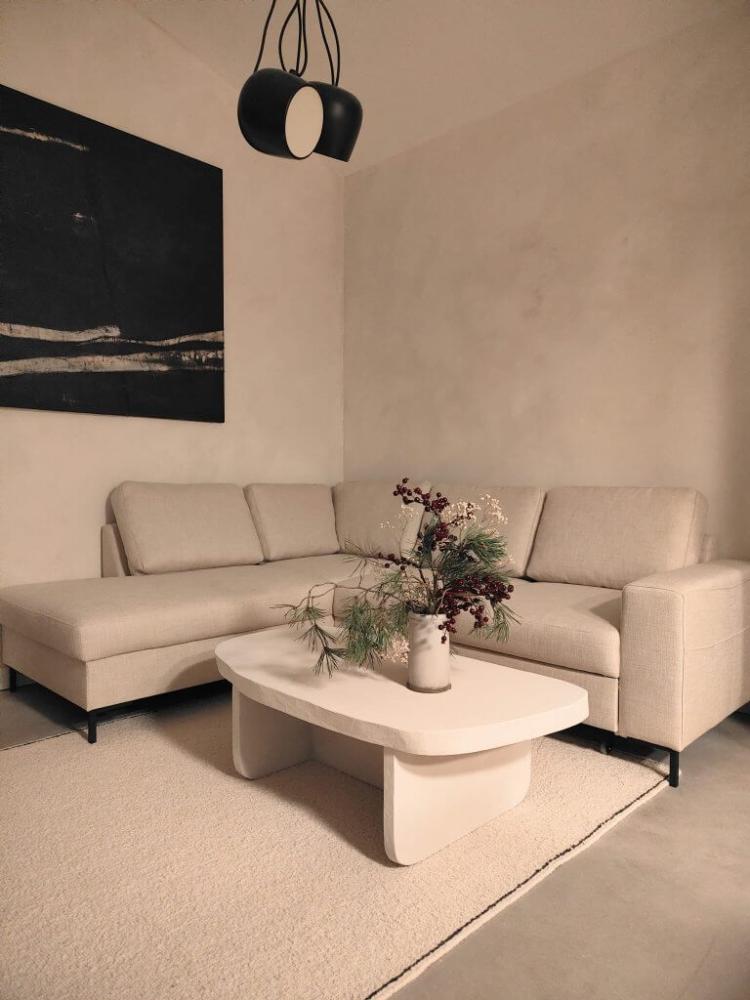 Modern interior with limewash wall showcasing soft, matte finish