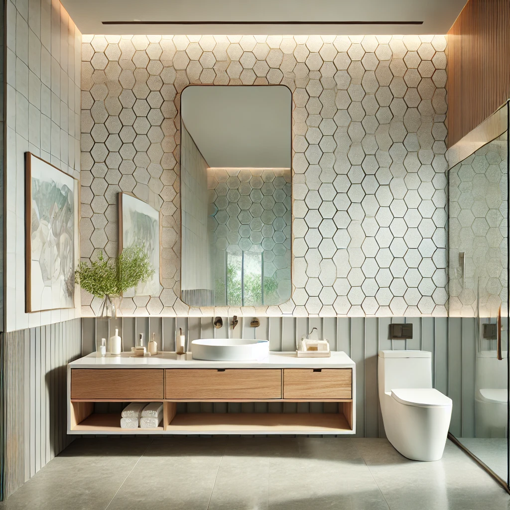 Wallpaper in bathroom design