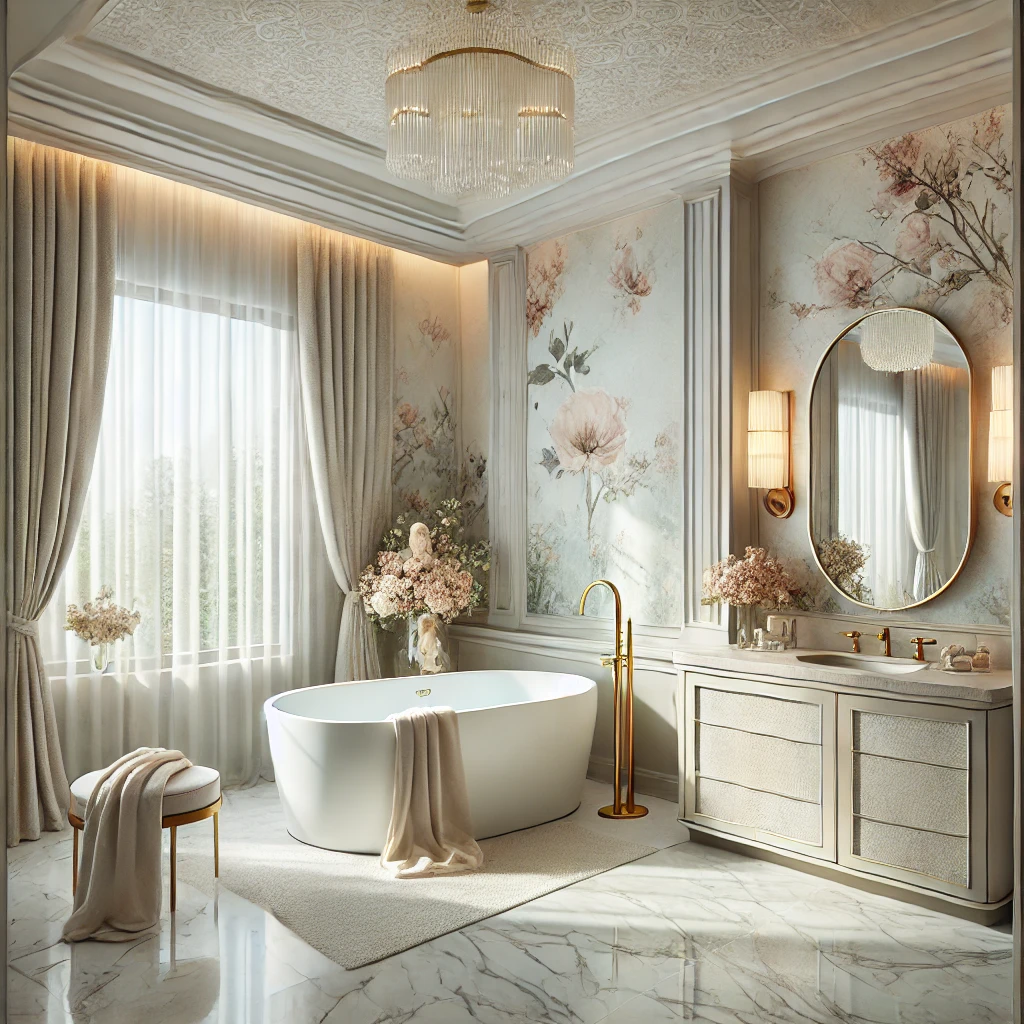 Cleaning wallpaper in bathroom