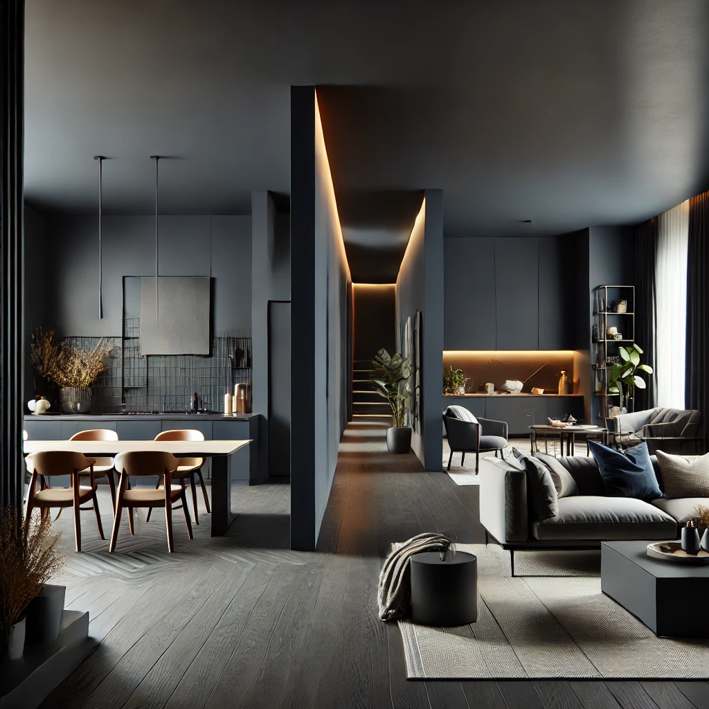 Dark accent wall with light elements