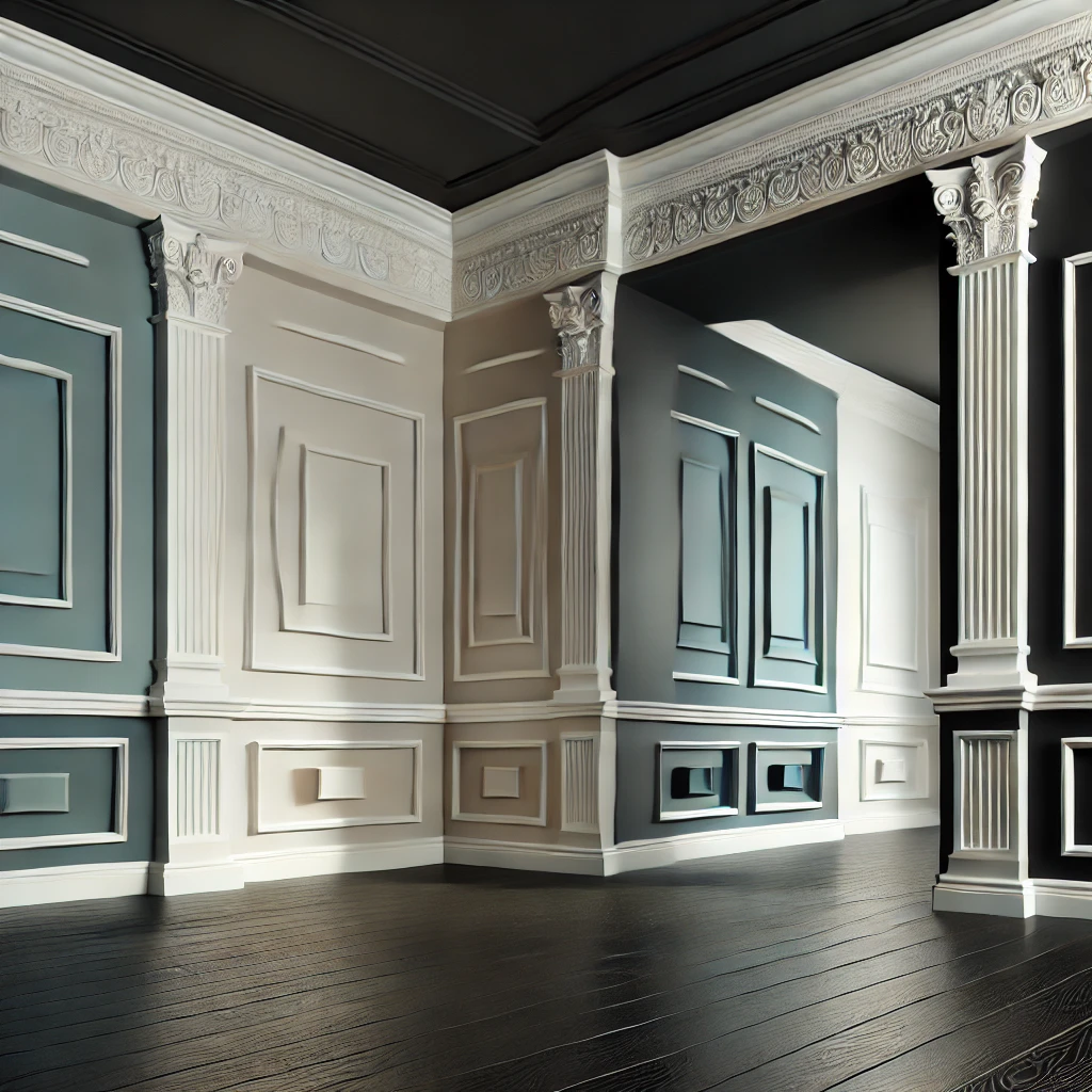 Minimalist plaster molding in modern space